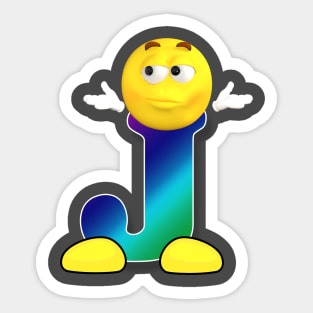 Letter J Alphabet Smiley Monogram Face Emoji Shirt for Men Women Kids Sticker